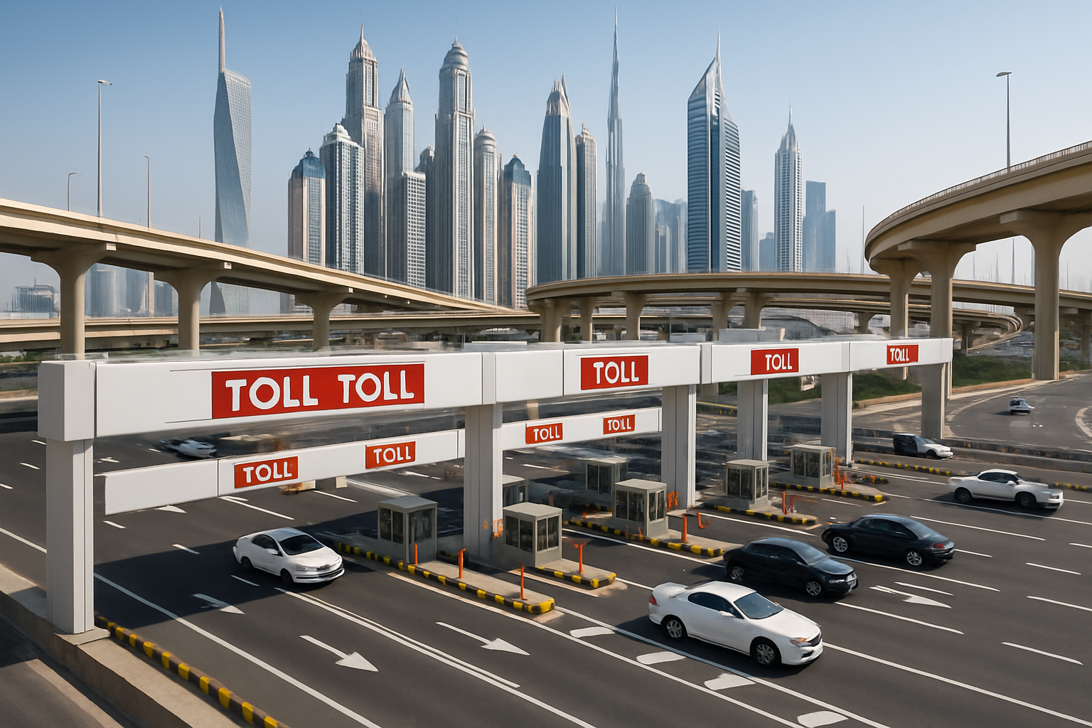 Modern toll road infrastructure in Dubai
